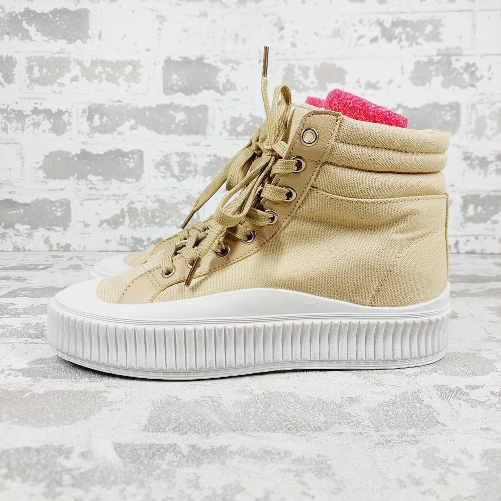 New Berness Gigi Tan Lace Up Hightop Platform Sneakers i284